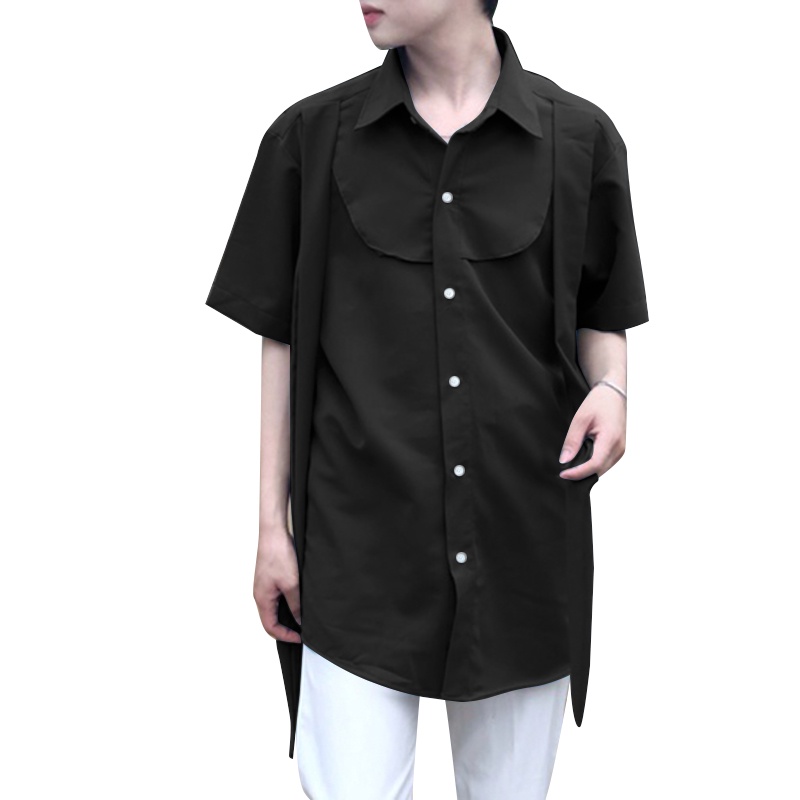 INCERUN Men Korean Stylish Ribbon Casual Back Button Design Short ...