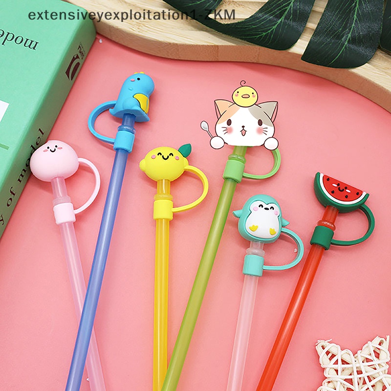 【EPPH】 Silicone Sealing Straw Plug Reusable Drinking Dust Cap Cartoon ...