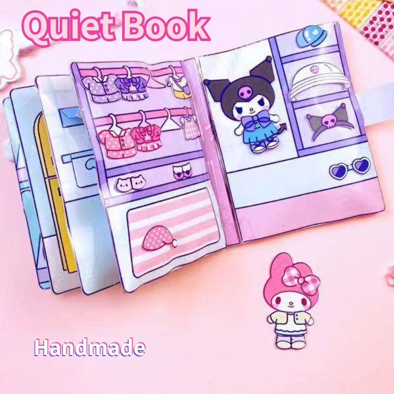 Cartoon Kuromi My Melody Quiet Book Set Handmade Paper Doll House ...