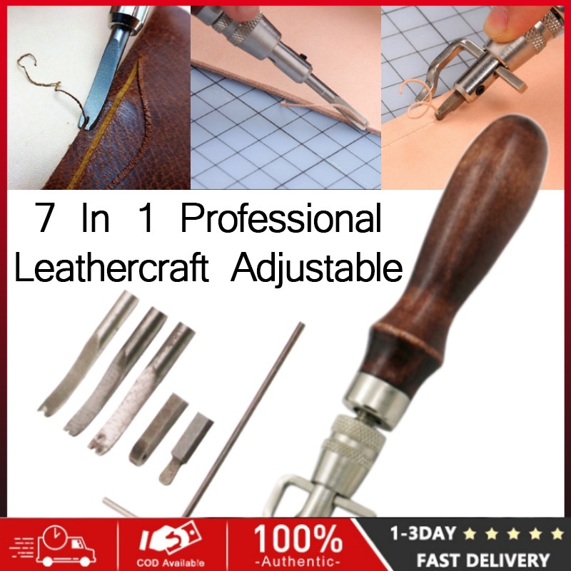 7 In 1 Professional Leathercraft Adjustable Stitching and Groover Crease Leather Tool DIY