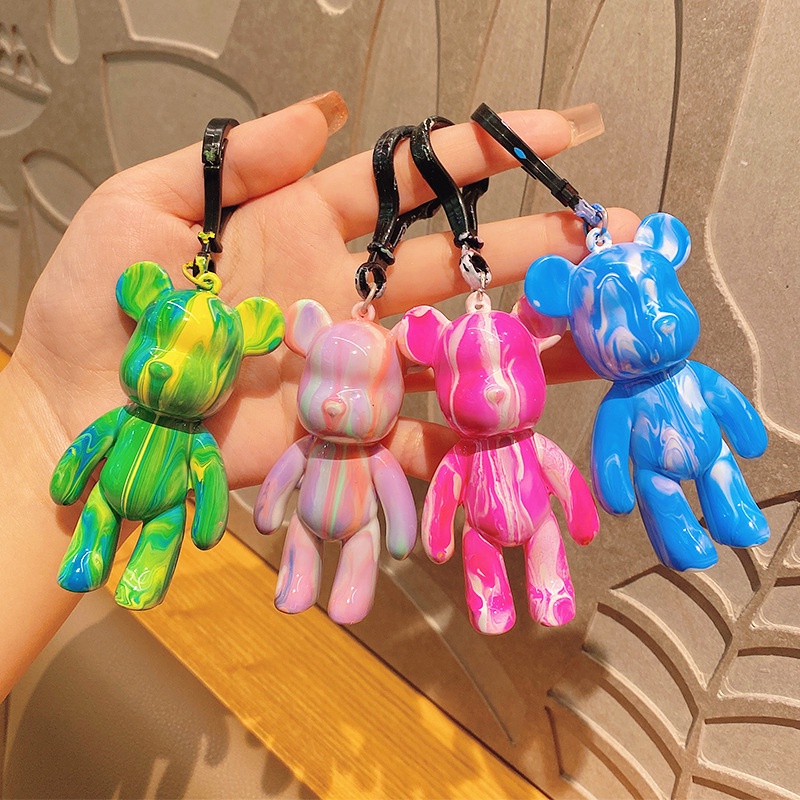 Diy Toy Fluid Bear Keychain White Embryo Violent Bear Graffiti Handmade ...