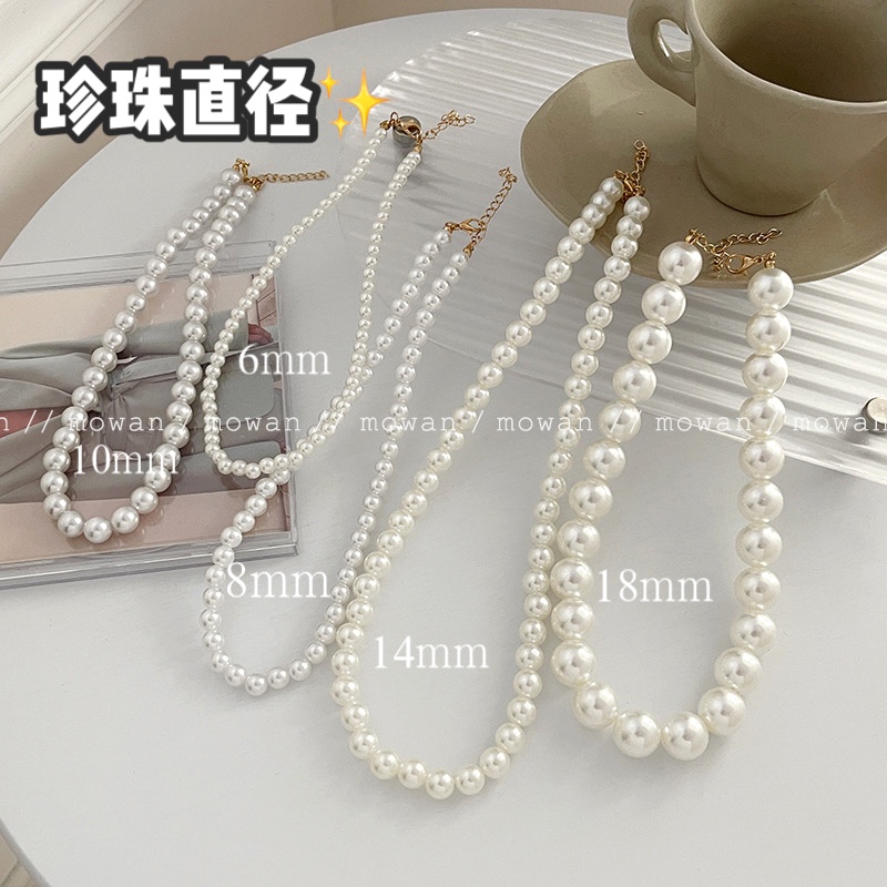 Retro Pearl Necklace Simple Clavicular Chain Beads Necklaces for Women  Accessories Jewelry
