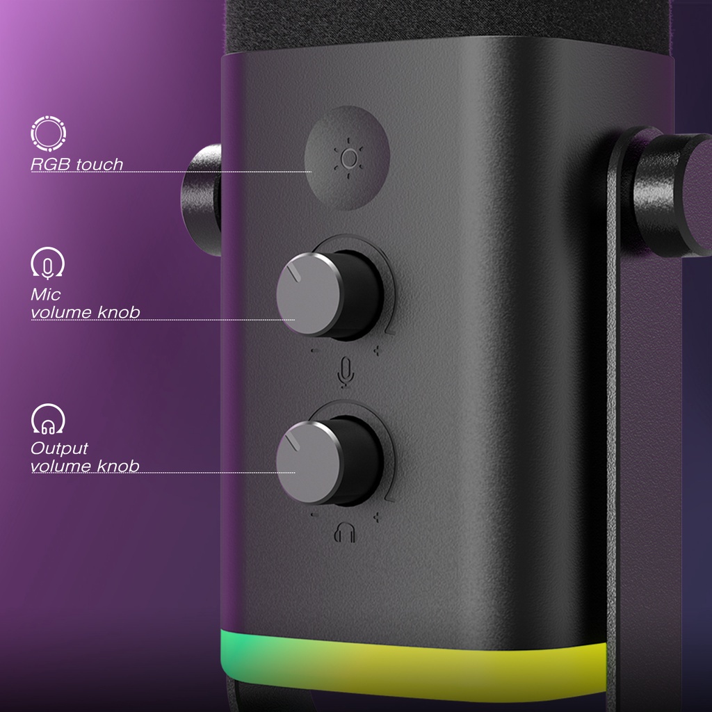 FIFINE AM8 USB/XLR Dynamic Microphone with Touch Mute Button,Real-time ...