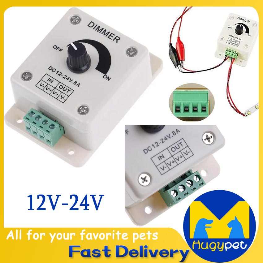 LED Dimmer Switch DC 12V 24V 8A Adjustable Brightness Lamp Bulb Driver ...