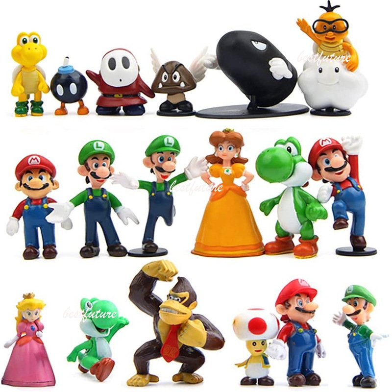 Super Mario Cartoon Mario Brothers Mini Action Figure Mario Luigi Wario ...