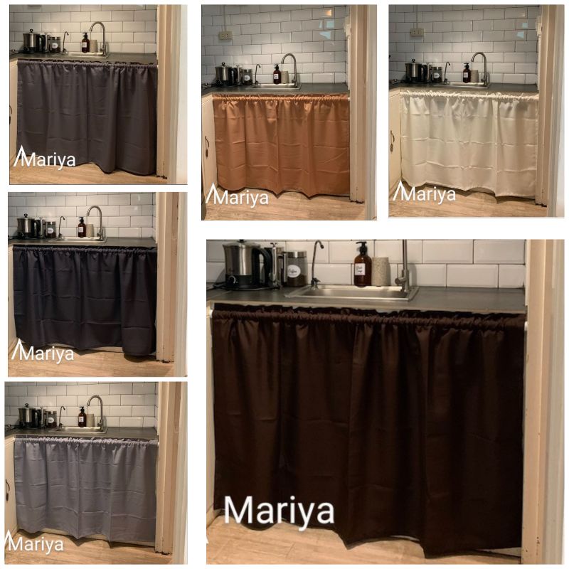 Elegant Plain Geena Kitchen Sink Curtains LxW 32x58inches Standard Size ...