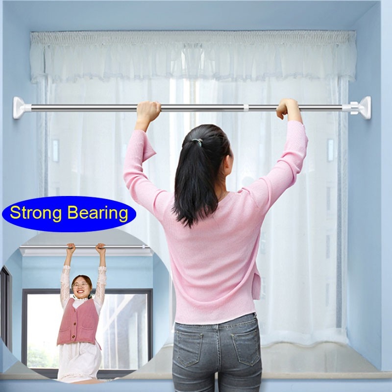 Adjustable Expandable Clothes Hanger Rod Punch Free Telescopic Hanging ...