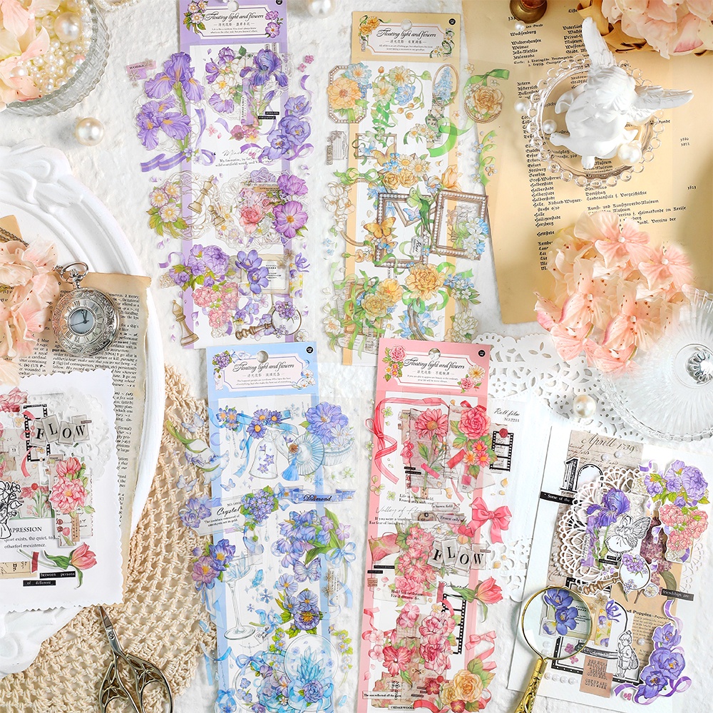 Journamm 3pcs/pack Decor Floral Sticker DIY CUT Collage Scrapbook ...
