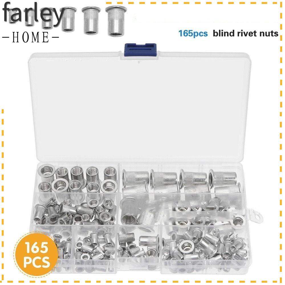 FARLEY 165pcs Metric Rivet Nut Assortment Kit, Silver Tone Aluminum