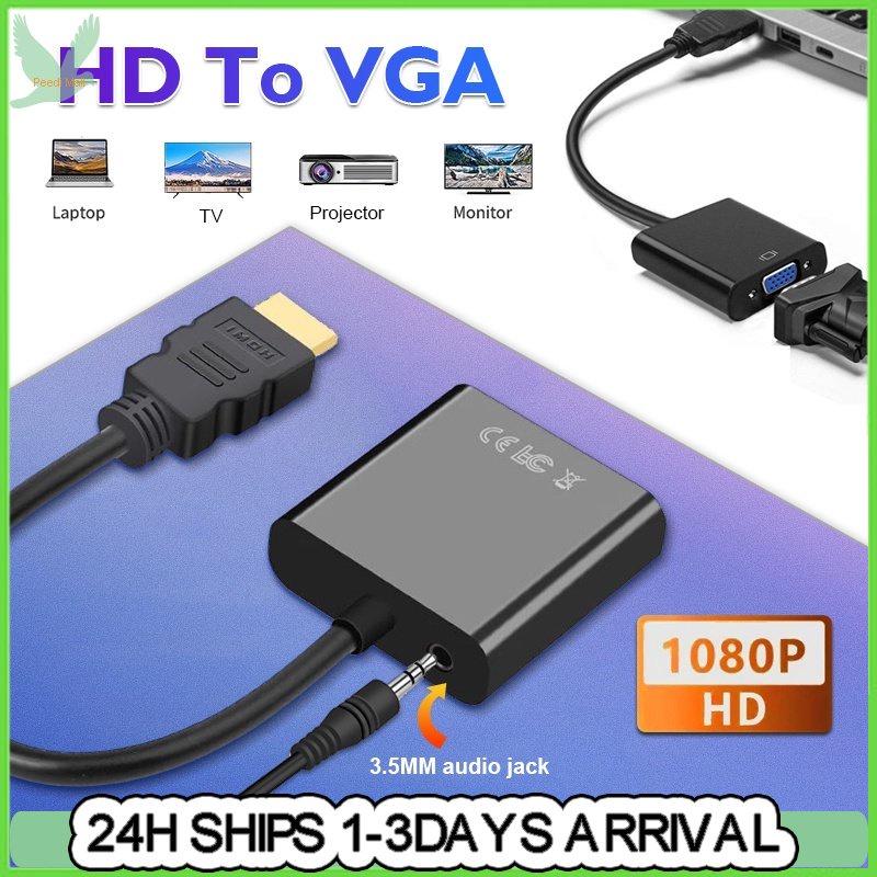 HDMI To VGA Adapter HD 1080P With Audio Support For PC Laptop HDTV ...