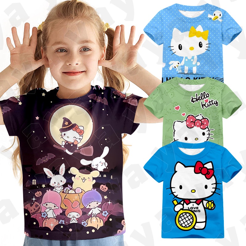 *YAYA*Hello Kitty Girls T-Shirt Pattern Printed Children's Shirt Daily ...