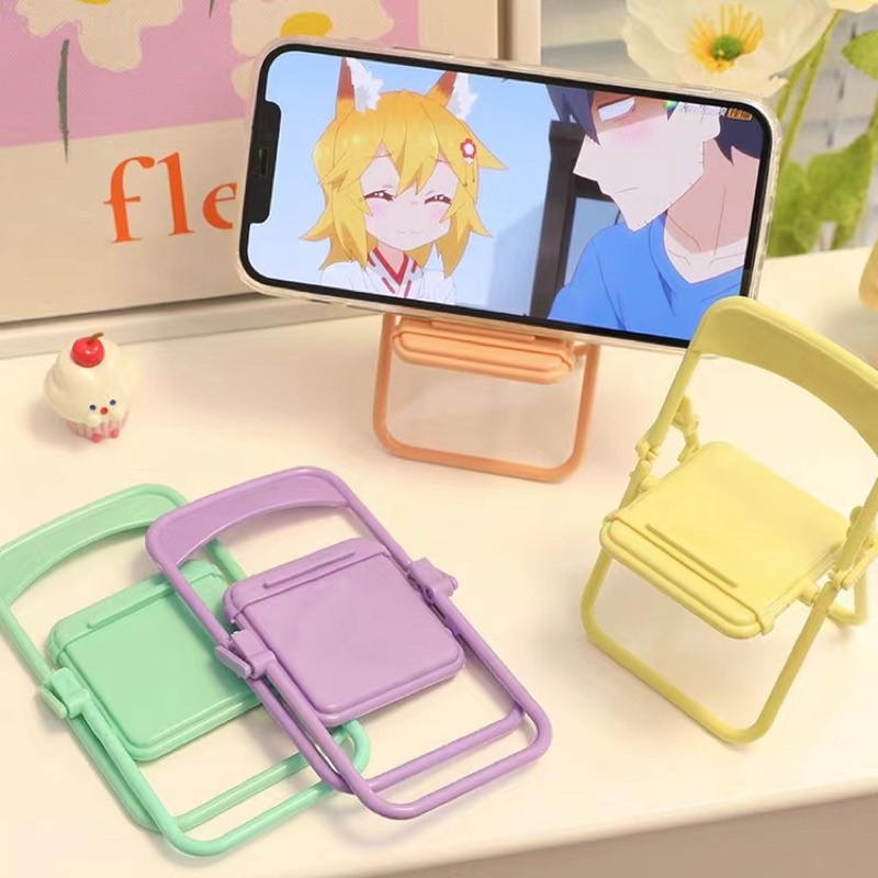 Cartoon Chair Toys Folding Stand Phone Bracket Portable Stretch Phone ...