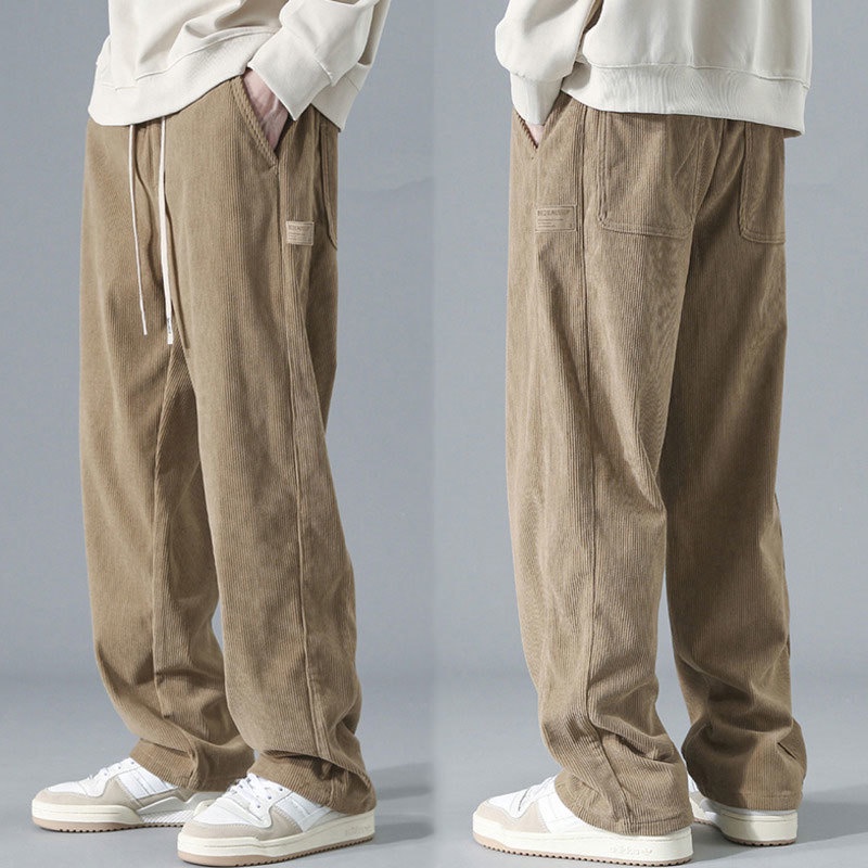 Corduroy Pants For Men Korean Khaki Baggy Straight Cut Slacks Slocks ...