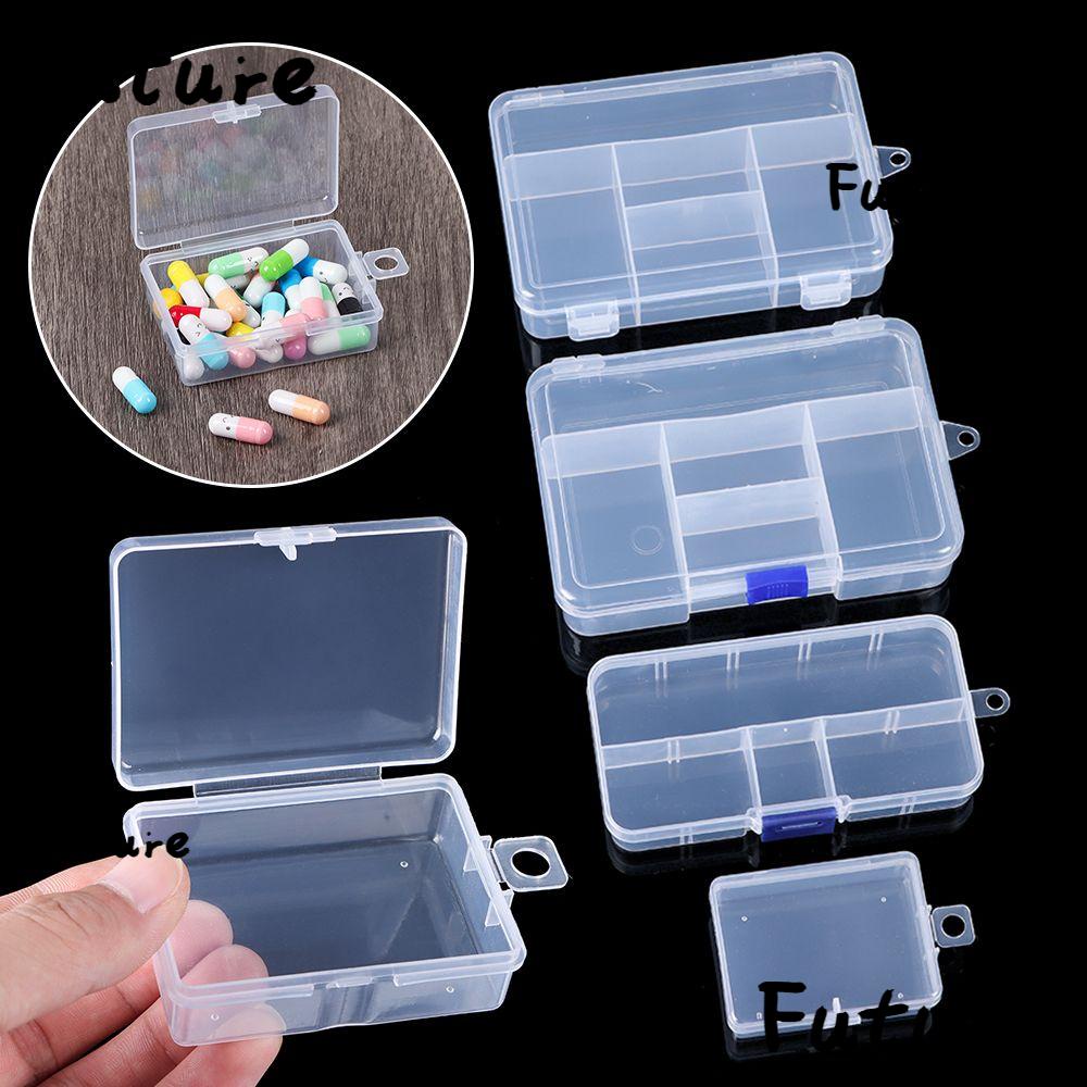 FUTURE FUTURE Storage Box Square Clear Clips Boxes Plastic Pill Storage ...