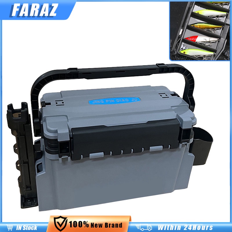 Portable Fishing Gear Lure Seating Box Hard Multifunction Organizer for