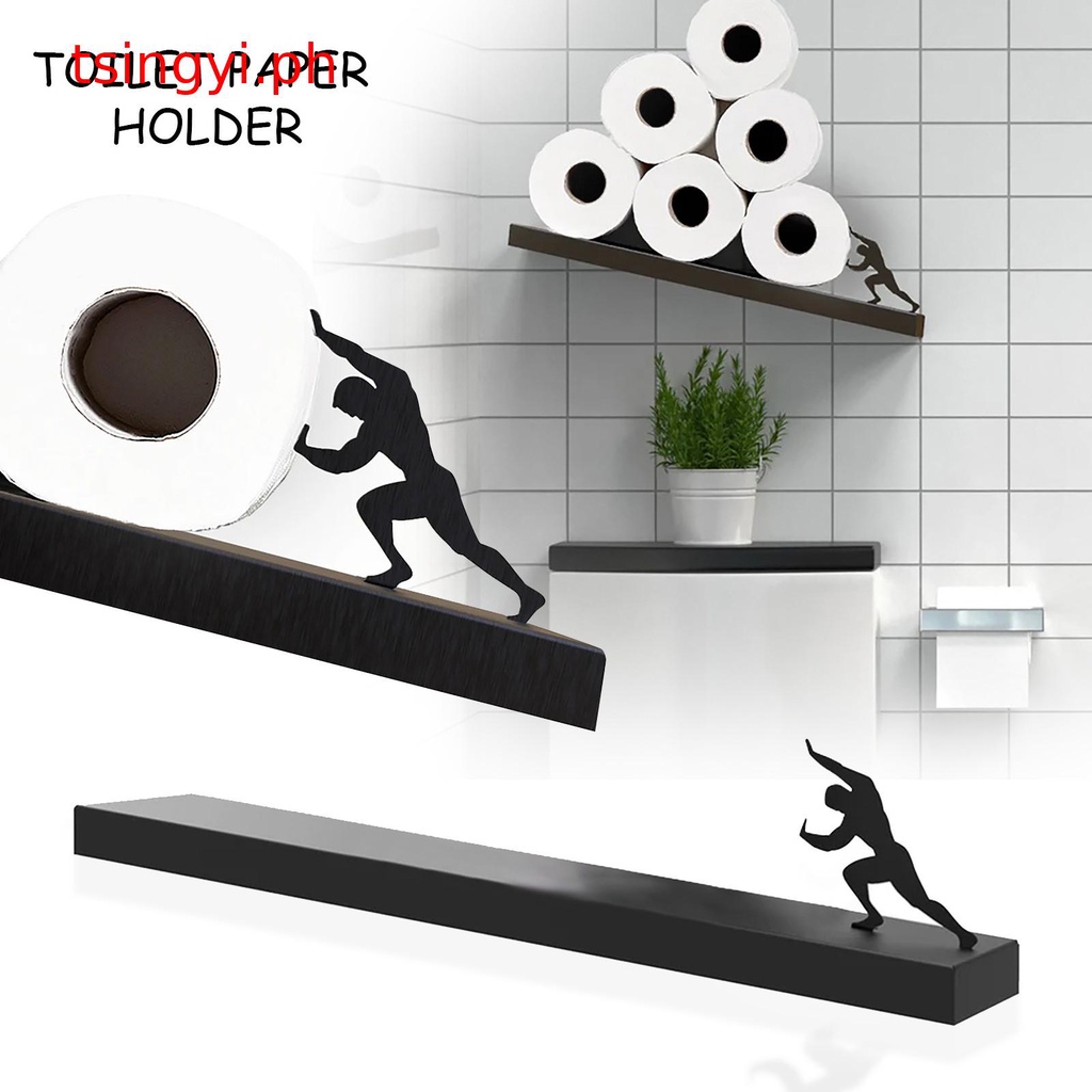 Floating Shelf Toilet Paper Holder Tilted Black Toilet Paper Roll ...