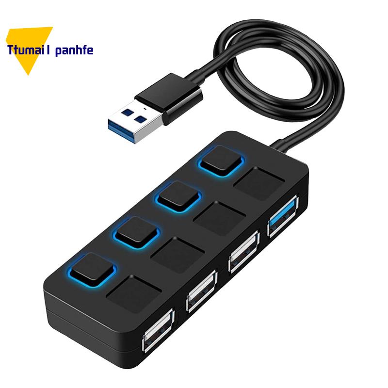 4 Ports USB 3.0 Hub with Individual LED Lit Power Switches USB HUB ...