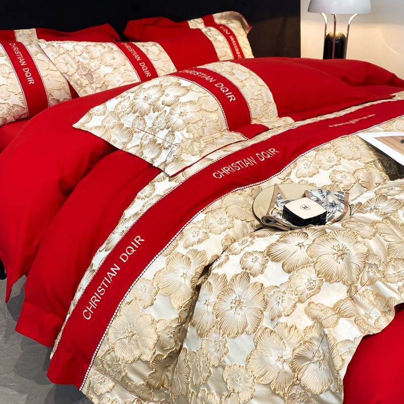 Luxury Retro Jacquard Embroidery 1200TC Cotton 4n1 Bedsheet Set Soft