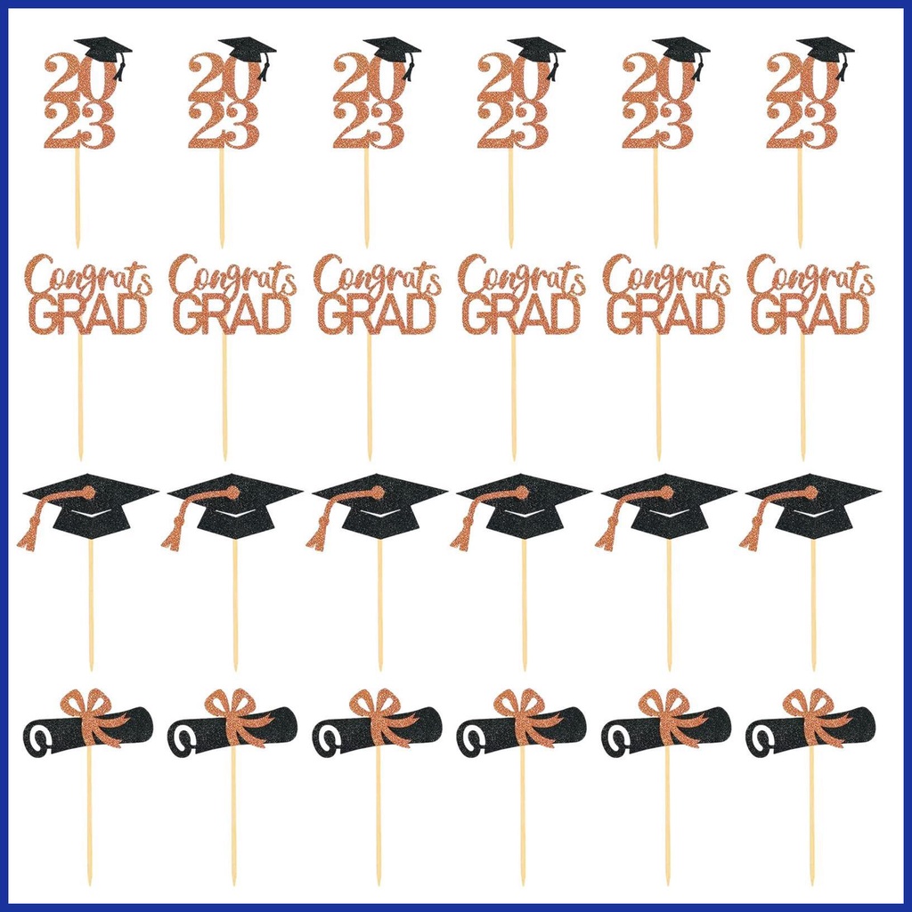 Class Of 2023 Cupcake Toppers 24 Pack 2023 Graduation Cupcake Toppers