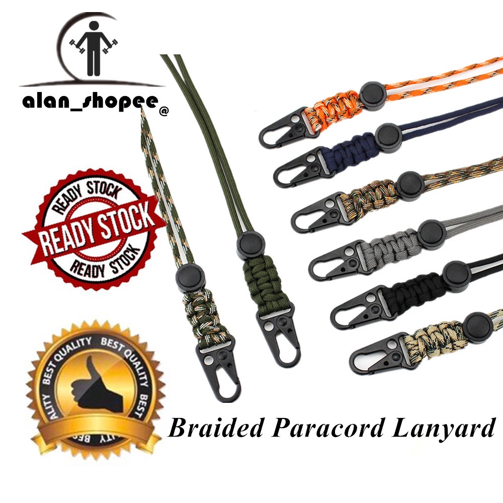 1 Pcs Heavy Duty Braided Paracord Lanyard Keychain, Parachute Rope