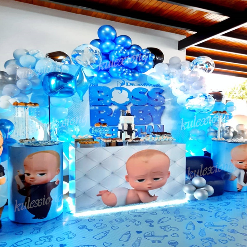 90Pcs/set Baby Boss Theme Blue White Balloon Garland Arch Kit for Happy Christening Birthday