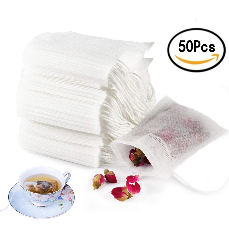 50Pcs Biodegradable Tea Filter Bags / Safe & Natural Material