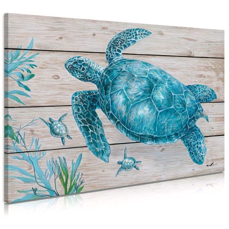 Sea Turtle Canvas Wall Art: Sea Turtle Bathroom Accessories Wood