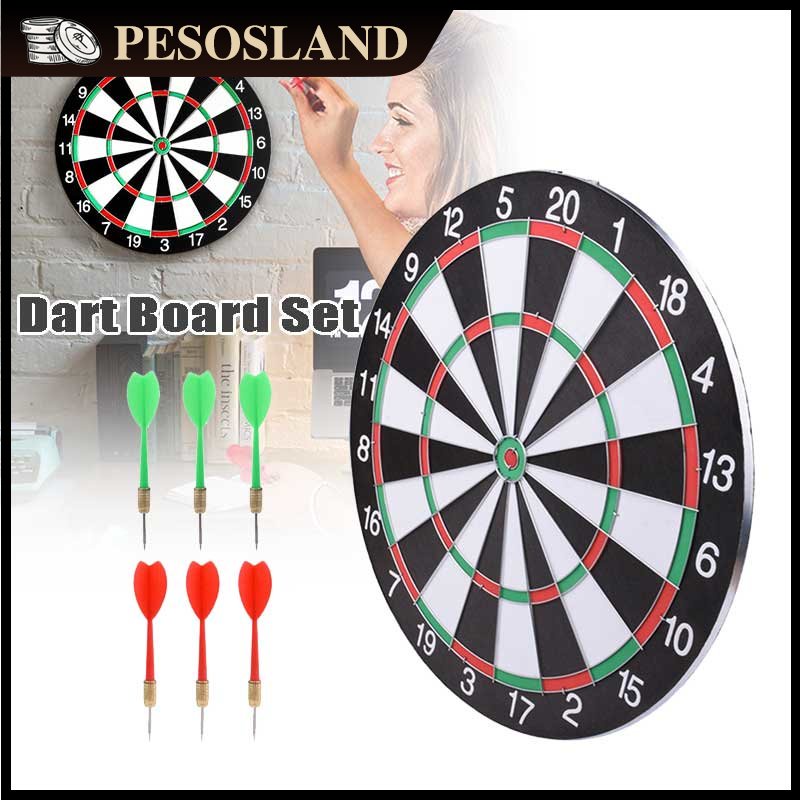 17 Inch Dart Board Set Dart Score Board Doublesided Dart Board With 6