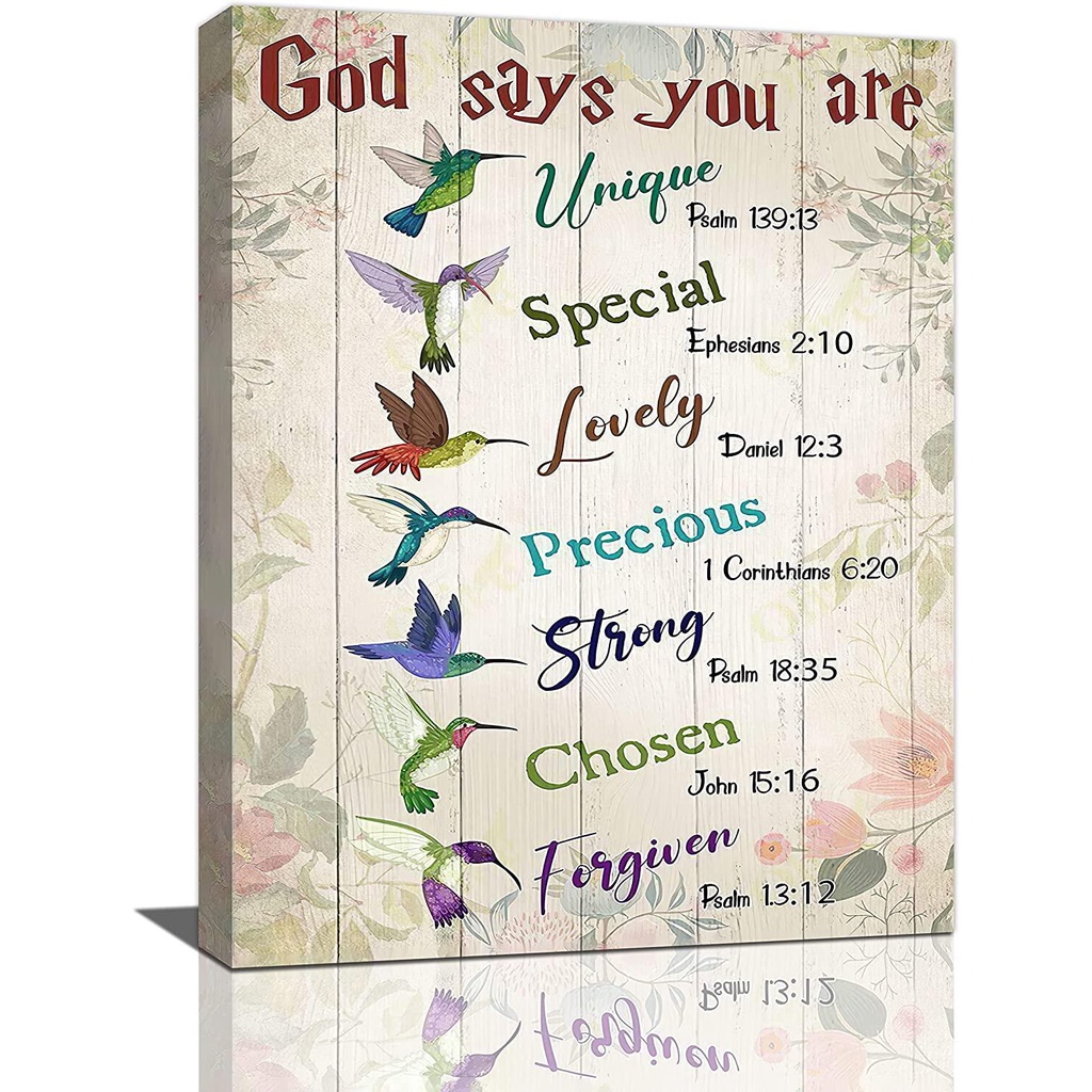 Christian Hummingbird Wall Art Farmhouse God Says You Are Bible ...
