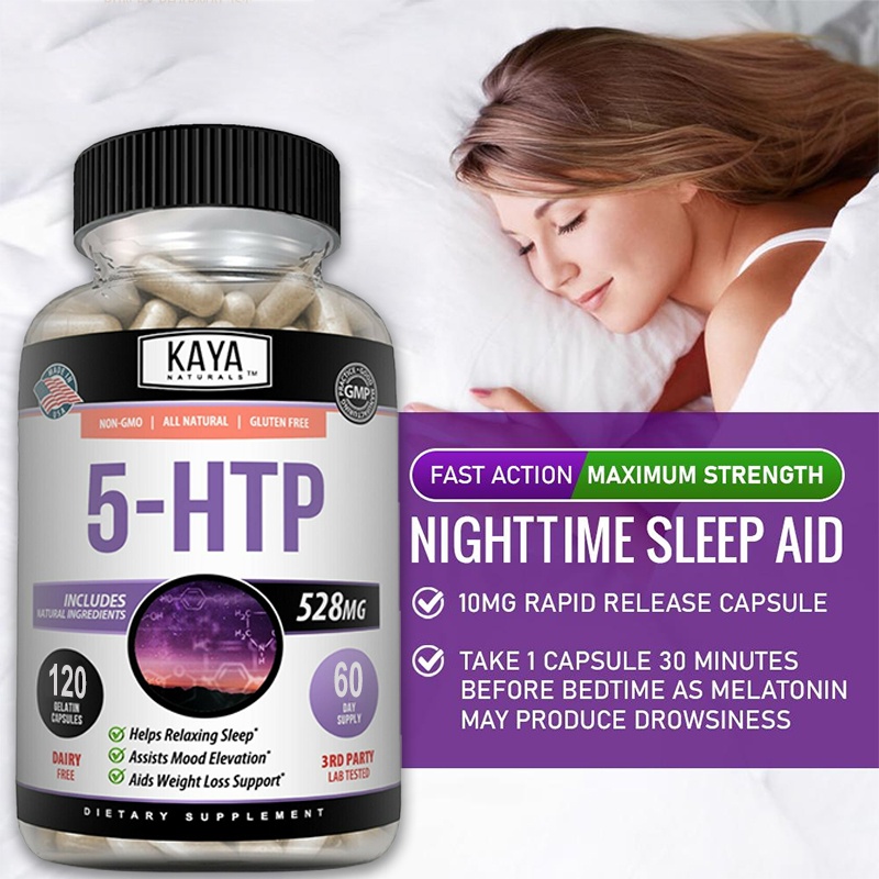5HTP Mood and Stress 528mg improve sleep quality 30 to 120 Caps