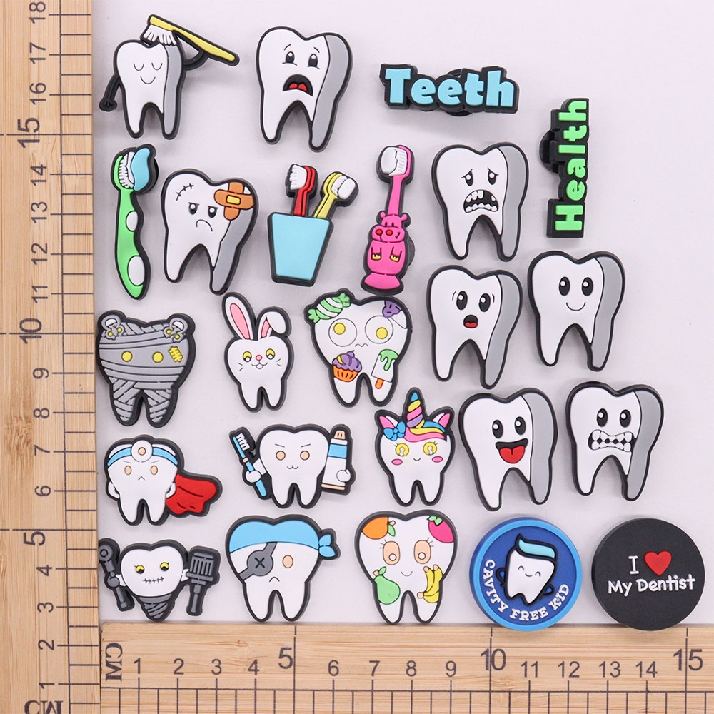 Cartoon Teeth Medical Jibbitz for Crocs Toothbrush Jibitz Charm Pin