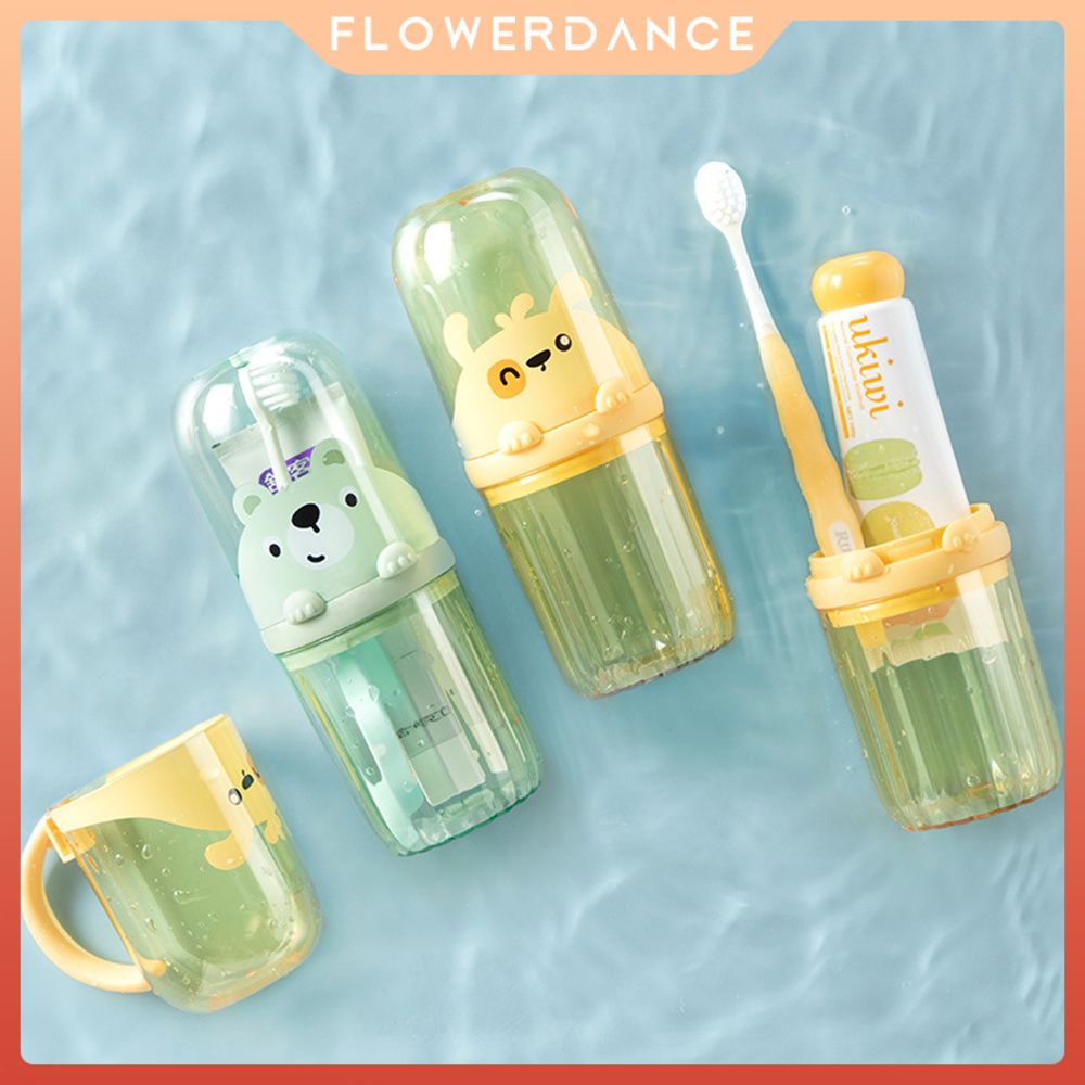 Creative Toothpaste Box Cup Cover Portable Cartoon Bear Toothbrush Cup