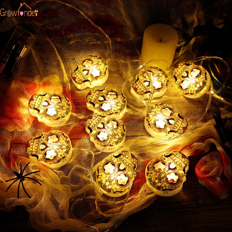 1.5m Halloween Luminous Pumpkin Skull String Light DIY Hanging Horror ...