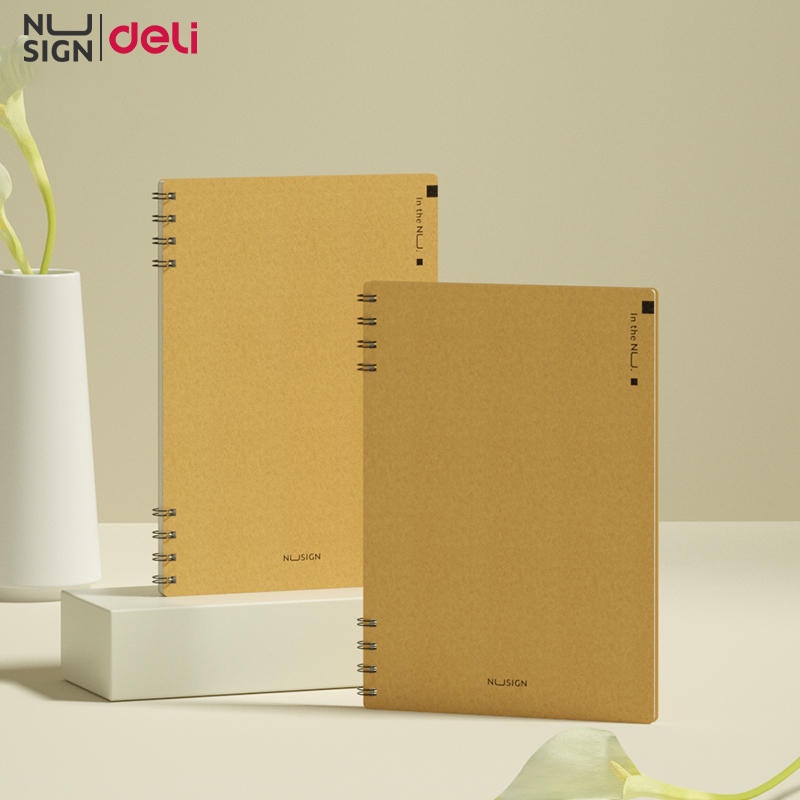 Deli Nusign A5 Notebook 60 Sheets Leather Spiral Notebook School ...