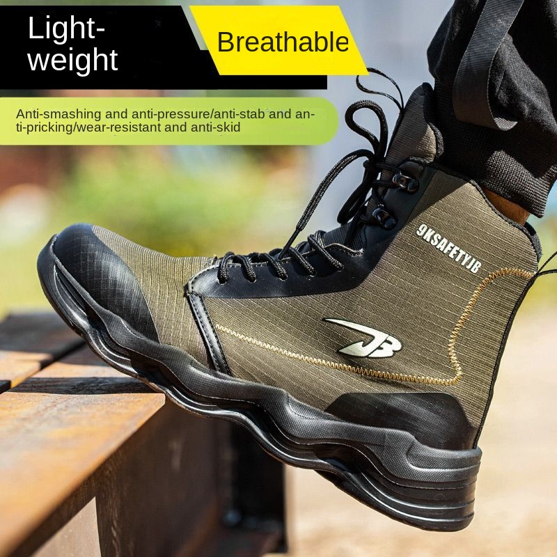 High-top Safety Boots Breathable Lightweight Anti-Scalding Construction  Site Safety Shoes Wear-Resistant Protective Shoes Steel Toe Shoes Welding 