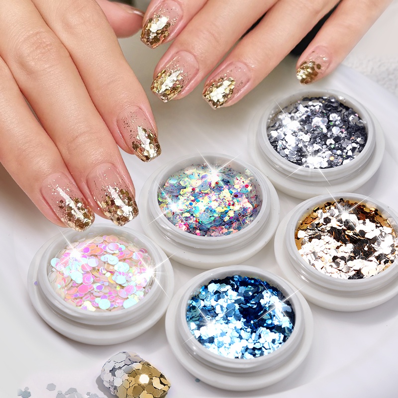 UR SUGAR Nail Glitter Iridescent Sequins Mixed Hexagon Sequin Shiny ...