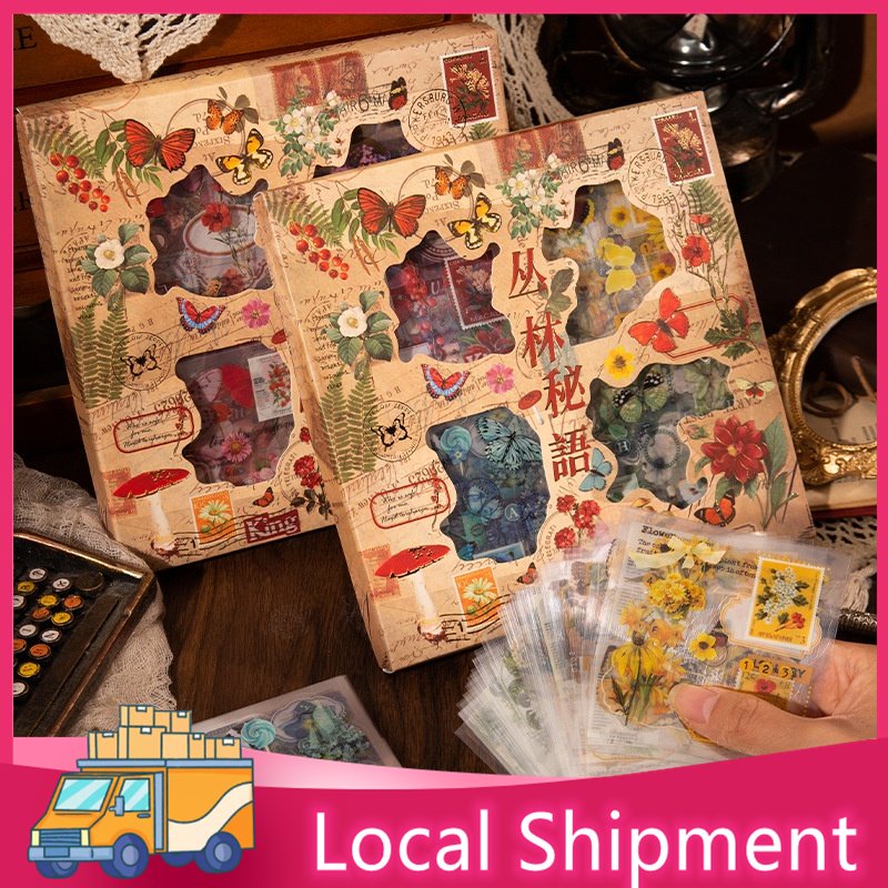 100 vintage stickers, gift box, hand ledger, DIY decorative stickers ...