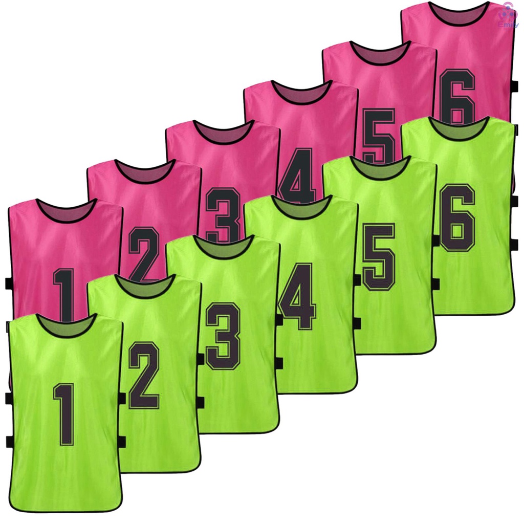 12 PCS Kid's Football Pinnies 2 Colors Quick Drying Soccer Jerseys