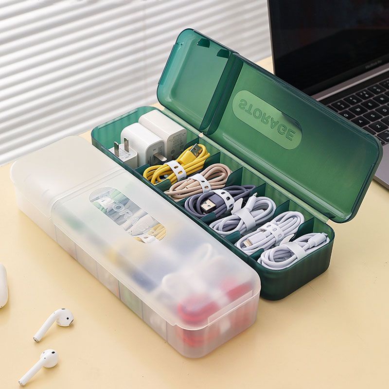 Desktop Drawer organizer Wire Cable Storage Box Portable Headphone ...