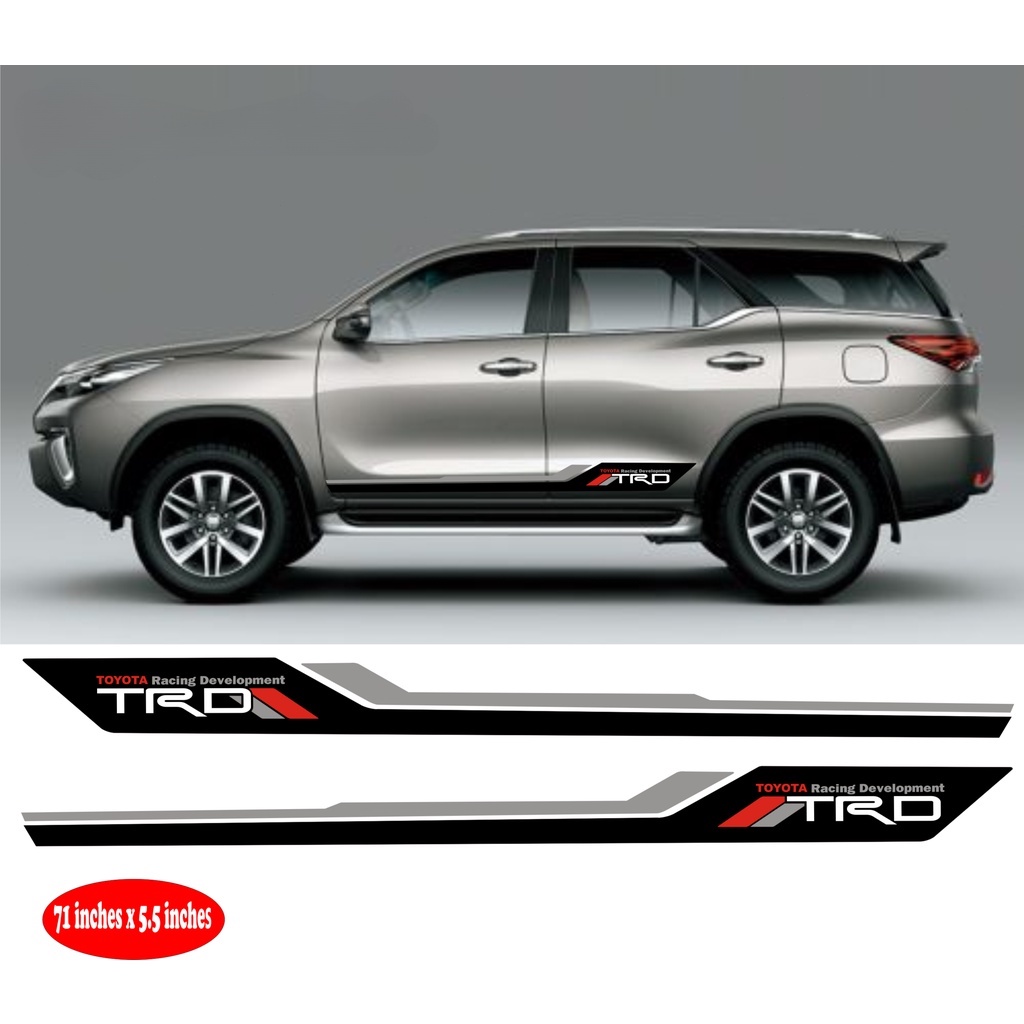 x2 TOYOTA FORTUNER SIDE BODY DECAL STICKER / MACHINE CUT VINYL STICKER