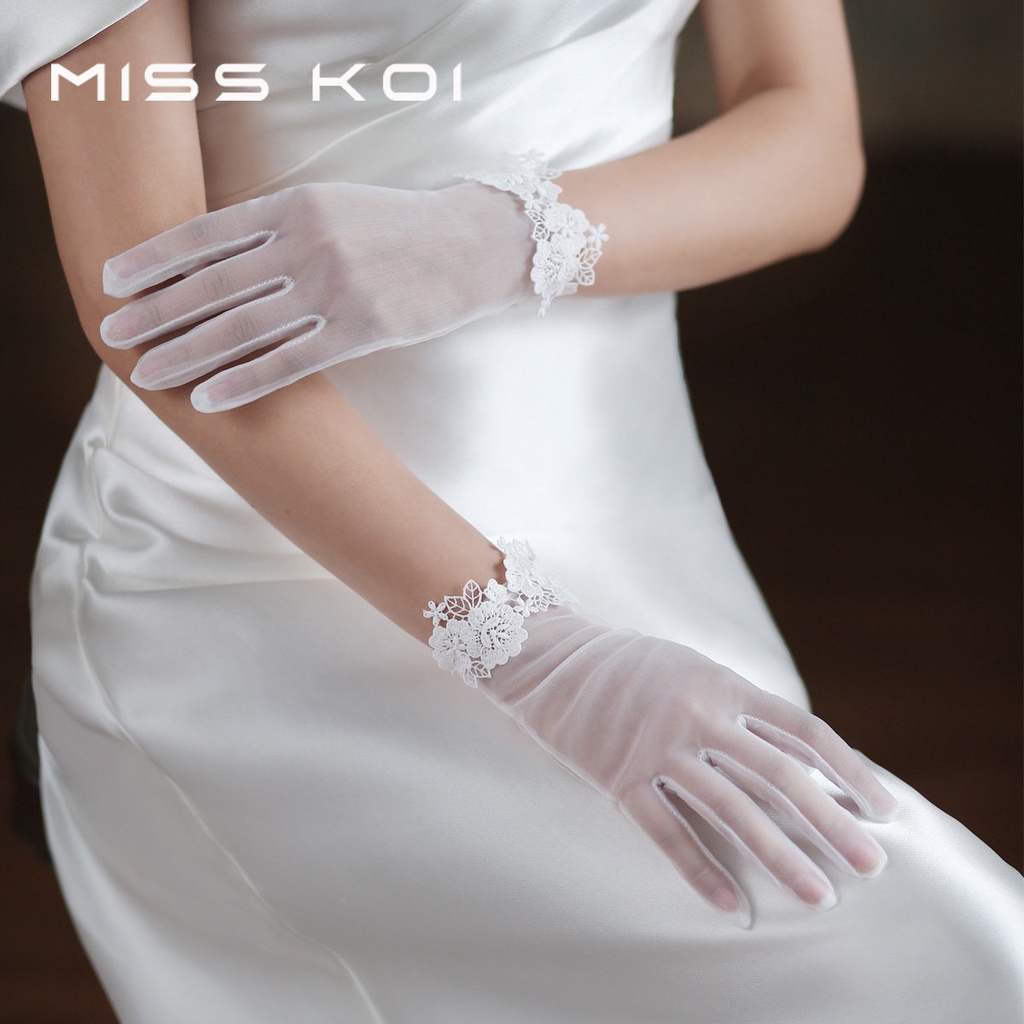 Misskoi [Ready Stock] Elegant Lace Wedding Gloves Super Fairy White