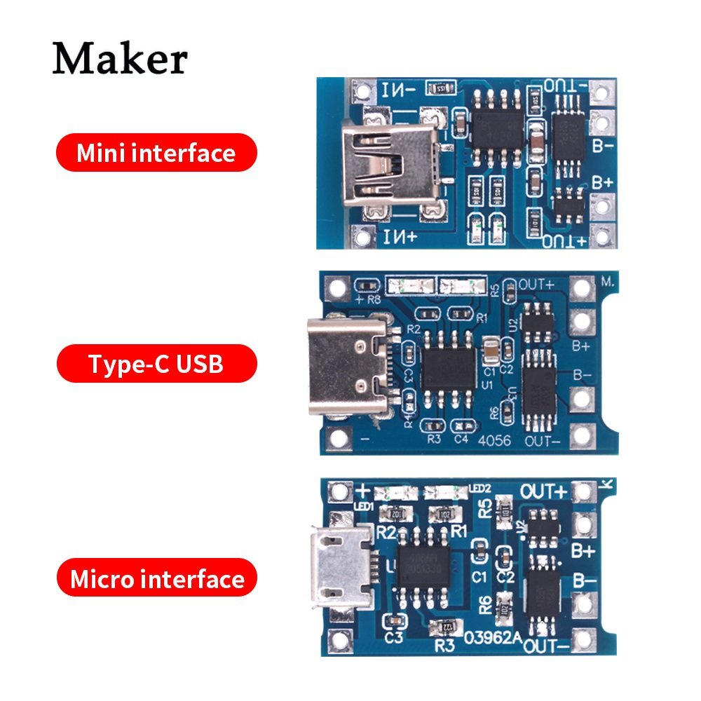 Type-c Micro Mini 18650 TP4056 Lithium Battery Charger Module 5V 1A ...