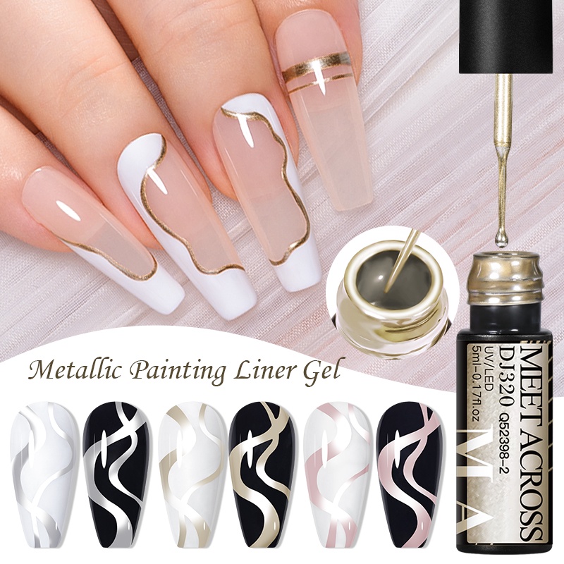 MEET ACROSS 5ml Metallic Painting Liner Gel Polish French Style Nail