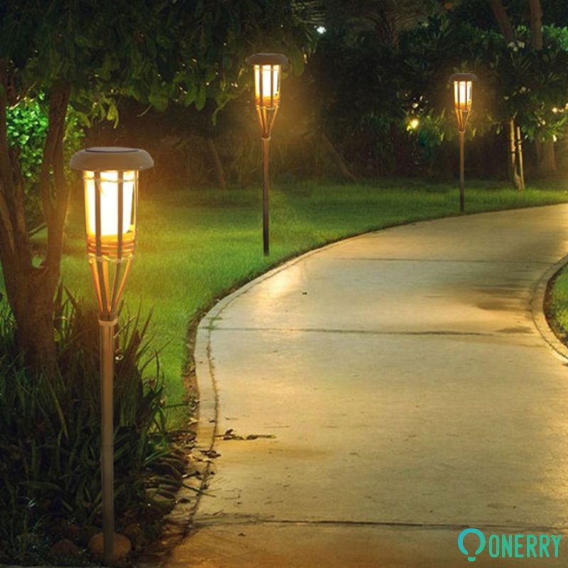 Led Bamboo Solar Garden Light Flame Lawn Lamp Solar Flame Light Outdoor ...