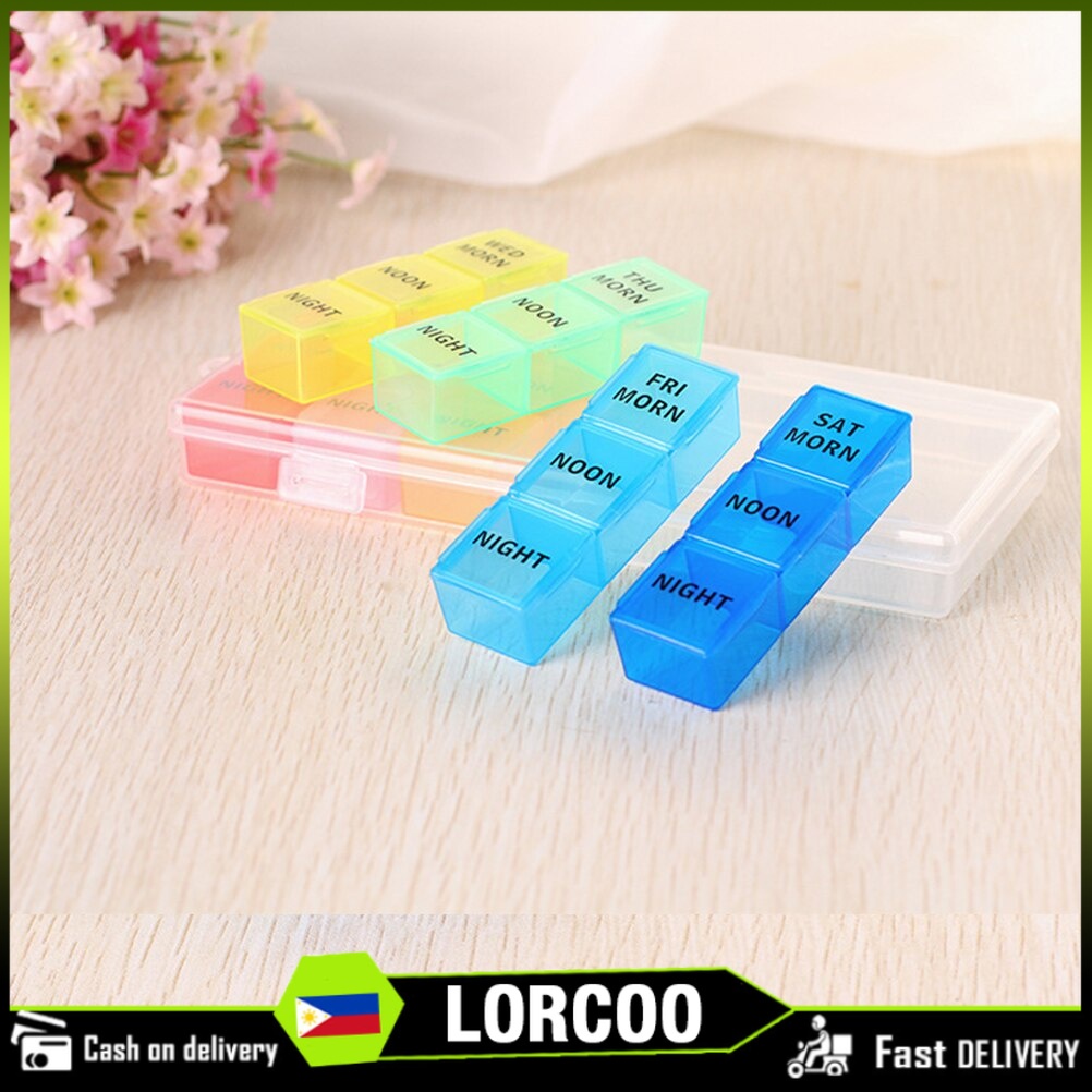 7 Day 21 Slots Medication Storage Box Weekly Mini Medication Organizer ...