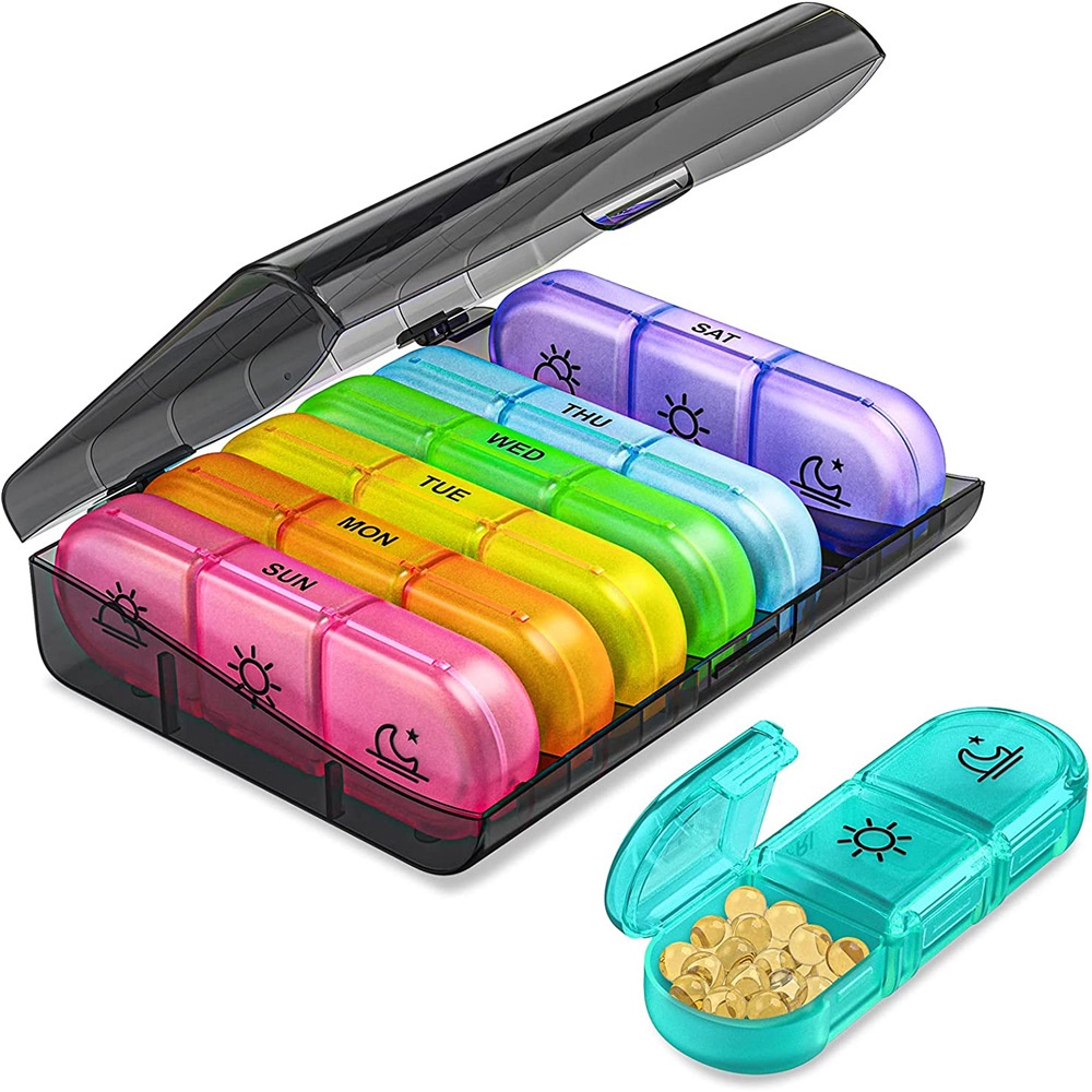 Pill Box 7 days Organizer 21/14 grids 3 Times One Day Portable Travel ...