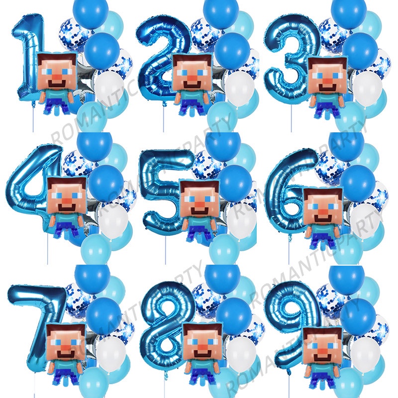 14pcs/set Minecraft Birthday Party Minecraft Balloon Steven Foil ...