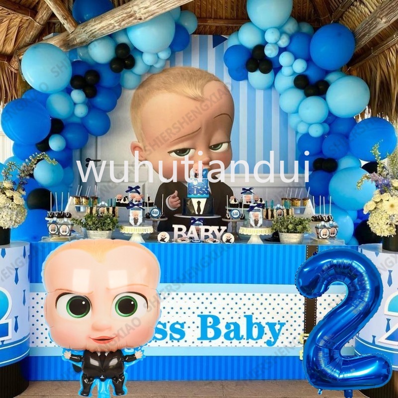 80pcs Baby Birthday Boss Baby Theme Balloon Party Decoration Set Blue ...