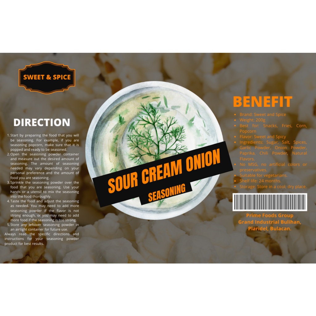 Sour Cream Onion Special Flavor Powder 200g Potato Corners Flavor Fries