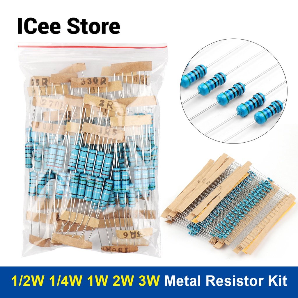 1/2W 1/4W 1W 2W 3W 30Value Metal Film Resistor Kit Rang Carbon 5 Resistors Assortment Kit Set 0